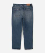 Pantalón de jean para hombre de corte recto, con lavado vintage y efecto desgastado. Posee cintura con presillas, cierre frontal con botón y cierre, además de bolsillos funcionales.