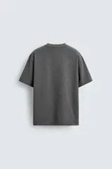 Camiseta de corte regular confeccionada en tejido de algodón compacto, con cuello redondo y manga corta.