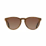 Lentes de sol Indie Volcano Alcanfor con armazón de madera color marrón claro y lentes marrones polarizados. Hechos a mano con maderas certificadas, fibra de carbono y eco acetato de celulosa. Unisex.