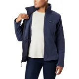 Campera polar Columbia modelo Fast Trek II, de color azul oscuro. Presenta cuello alto, cierre frontal completo, bolsillos laterales con cierre y un bolsillo adicional con cierre en la manga izquierda. Diseño ligero y funcional con logo de la marca bordado en el pecho.