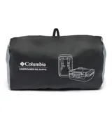 Bolso de lona Columbia modelo Landroamer de 60 litros, color negro, con diseño versátil que permite usarlo como mochila gracias a sus correas plegables. Cuenta con múltiples asas de transporte, correas de compresión, bolsillo externo con cremallera y compartimento principal amplio.