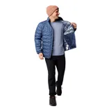 Campera técnica Columbia con tecnología Omni-Heat y construcción HeatSeal sin costuras. Presenta un diseño acolchado con aislamiento de plumón, cierre frontal completo, cuello alto con protección para la barbilla y bolsillos laterales con cremallera.
