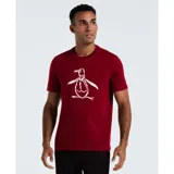 Remera de manga corta color borgoña con el logo de Penguin estampado en el centro.