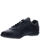 Championes de fútbol 5 Umbro Touch TF, color negro con detalles en naranja.