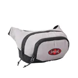 Riñonera gris con detalles en negro y logo de Rip Curl bordado en rojo.