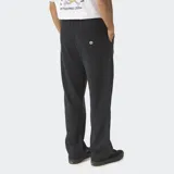 Pantalón de felpa gris melange de corte wide leg, con cintura elástica y bolsillos laterales.