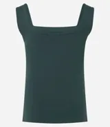 Blusa básica sin mangas marca Cortelle, confeccionada en poliamida, con escote cuadrado y tirantes medianos.