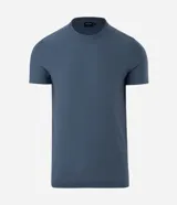 Remera masculina de tricot liso color beige, con corte slim, cuello redondo y mangas cortas.