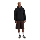 Canguro Volcom color negro, de corte holgado, con capucha ajustable mediante cordón, bolsillo tipo canguro en la parte delantera y el logotipo de la marca impreso en el pecho.