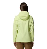 Campera impermeable Columbia modelo Arcadia II, color verde menta, con capucha ajustable, cierre frontal y bolsillos laterales con cierre.
