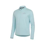 Campera de running Nike Pacer Flash celeste con cierre parcial, mangas largas y logo reflectivo en el pecho. Ideal para entrenamiento en condiciones variables.