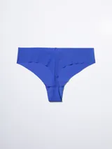 Colaless azul de microfibra suave con bordes cortados a láser y logo de Calvin Klein estampado en la cadera.