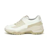 Zapatillas urbanas Caterpillar Watchful, color blanco y beige, con capellada de cuero, forro de nylon suave y transpirable, plantilla de espuma EVA con tecnología NXT para control de olor y suela de goma durable.