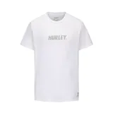Remera blanca de corte clásico con logo Hurley estampado en el pecho.