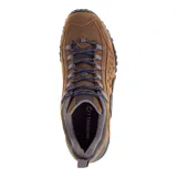 Championes de trekking Merrell modelo Intercept, color marrón con detalles en gris y negro. Confeccionados en cuero flor con paneles perforados para mayor ventilación, puntera resistente a la abrasión y suela Vibram de alto agarre.