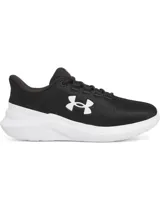 Championes de running Under Armour Phade RN 3, color negro con suela blanca. Presentan una parte superior de malla transpirable con el logo de la marca en contraste y entresuela de amortiguación EVA.