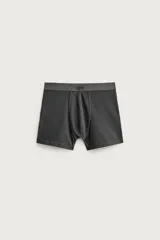 Pack de tres bóxers para hombre en colores gris, verde militar y gris claro, con cintura elástica.