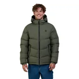 Campera parka Maui and Sons modelo North Bay, color verde militar. Diseño acolchado con capucha incorporada, cierre frontal completo y bolsillos laterales con cierre. Confeccionada en tejido resistente al agua.