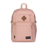Mochila Jansport Main Campus color rosa con detalles en marrón.