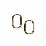 Aros tipo argolla rectangulares dorados de acero enchapado.