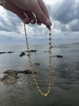 Cadena dorada con eslabones tipo "grano de café".