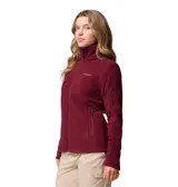 Campera de polar Columbia modelo Fast Trek II, color bordó, con cierre frontal completo, cuello alto y bolsillos laterales y en la manga con cierre.