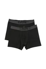 Pack de dos bóxer briefs negros de algodón con cintura elástica gris con logo de Levi's.