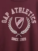 Buzo deportivo verde oscuro de corte oversized con cuello redondo y logo de la marca Gap en el pecho.