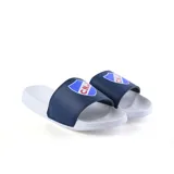 Ojotas con base blanca y tira azul marino con escudo del Club Nacional de Football.