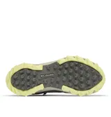 Bota de senderismo impermeable Columbia modelo Peakfreak Hera Mid Outdry, color gris con detalles en verde lima. Cuenta con empeine de malla transpirable, tecnología OutDry impermeable, mediasuela amortiguadora Techlite+ y suela de tracción Adapt Trax con tacos.