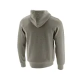 Canguro negro con capucha y bolsillo tipo canguro. Estampado frontal con el logo de Caterpillar en negro.