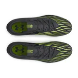 Championes de fútbol Under Armour Magnetico Select 4 FG, diseñados para un ajuste inmediato sin necesidad de adaptación. Presentan una parte superior de piel sintética con estampado 3D para mayor control, cuello textil tipo calcetín y suela de TPU con tacos cónicos para una tracción óptima en césped natural.