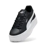 Championes Puma modelo Karmen II L, color blanco con plataforma alta, diseño urbano y detalles metalizados.