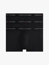 Pack de tres calzoncillos tipo bóxer Tommy Hilfiger de microfibra elástica, color negro, con cintura elástica con el nombre de la marca grabado.