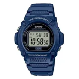Reloj Casio deportivo digital con caja y correa de resina color azul. Resistente al agua 50m, con cronómetro, alarma y luz LED.