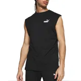 Remera Puma sin mangas para hombre, color negro con logo blanco estampado en el pecho.