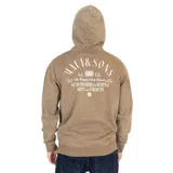 Canguro color beige con capucha y bolsillo tipo canguro. Estampado frontal con el logo de la marca.