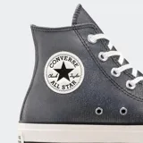 Championes Converse Chuck Taylor All Star Lift Platform, color gris con detalles metalizados, plataforma blanca y cordones blancos.
