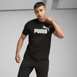 Remera Puma ESS 2 Color Logo negra de algodón, con cuello redondo y logo estampado en el pecho.