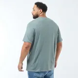 Remera verde de algodón con cuello redondo y mangas cortas.