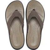 Ojotas tipo flip-flop Crocs modelo Yukon Vista II, con tira superior de cuero sintético y base de espuma Croslite con tecnología LiteRide para mayor amortiguación.