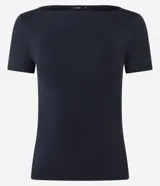 Blusa Cortelle de poliamida color blanco, de corte regular, manga corta y escote bote.