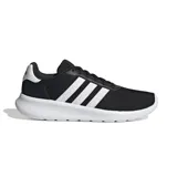 Championes adidas Lite Racer 3.0 de diseño deportivo, confeccionados en malla transpirable color negro con las icónicas tres bandas laterales en blanco y suela de espuma blanca.