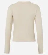 Blusa de manga larga con cuello redondo, confeccionada en tejido rib acanalado. Presenta un diseño ajustado al cuerpo y textura vertical en relieve.