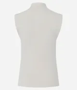 Blusa sin mangas de corte regular, confeccionada en una mezcla de algodón y modal, con cuello alto y diseño ajustado al cuerpo.