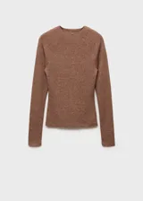 Camiseta de manga larga con cuello redondo y diseño ajustado al cuerpo, confeccionada en tejido fluido de punto.