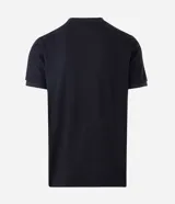 Remera de manga corta color verde militar, con cuello redondo y diseño de textura vertical acanalada, marca Marfinno.