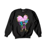 Buzo negro de cuello redondo y manga larga, con estampado frontal colorido del personaje Arnold de Hey Arnold! con estética retro noventera.