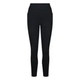 Calza deportiva de tiro alto en color negro, con bolsillos laterales integrados y diseño ajustado al cuerpo.