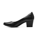 Zapato de taco bajo Usaflex modelo Stella, color negro, confeccionado en cuero con diseño clásico y elegante.